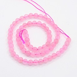 Rose Quartz Natural Rose Quartz Beads Strands, Round, 6mm, Hole: 1mm, about 31pcs/strand, 8 inch