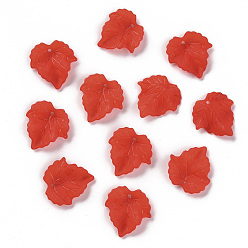 Red Autumn Theme Transparent Frosted Acrylic Pendants, Maple Leaf, Red, 24x22.5x3mm, Hole: 1mm, about 962pcs/500g