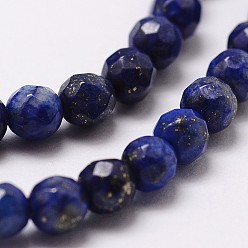 Lapis Lazuli Natural Lapis Lazuli Beads Strands, Dyed, Faceted, Round, 4mm, Hole: 1mm, about 96pcs/strand, 14.9 inch~15.1 inch