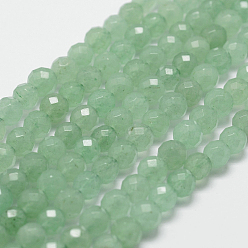 Green Aventurine Natural Green Aventurine Beads Strands, Faceted, Round, 10mm, Hole: 1mm, about 37pcs/strand, 14.9 inch~15.1 inch