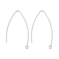 Silver 925 Sterling Silver Earring Hooks, Silver, 38x15mm, Hole: 1.5mm, 20 Gauge, Pin: 0.8mm