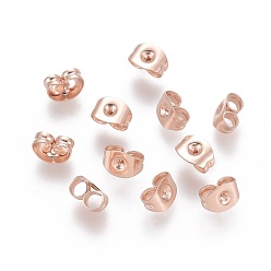 Rose Gold 304 Stainless Steel Ear Nuts, Friction Earring Backs for Stud Earrings, Rose Gold, 6x4x3.5mm, Hole: 0.8mm
