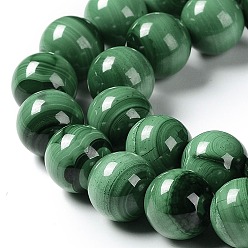 Malachite Natural Malachite Beads Strands, Grade AB, Round, 12mm, Hole: 0.8mm, about 33pcs/strand, 15.5 inch(39.5cm)