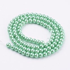 Spring Green Eco-Friendly Dyed Glass Pearl Round Beads Strands, Grade A, Cotton Cord Threaded, Spring Green, 4~4.5mm, Hole: 0.7~1.1mm, about 104pcs/strand, 15 inch