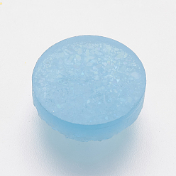 Light Sky Blue Resin Imitation Druzy Quartz Cabochons, Flat Round, Light Sky Blue, 10x3~4mm