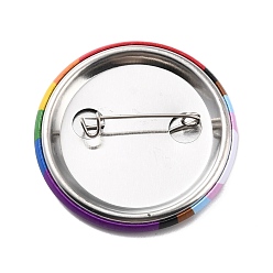 Coloré Broche en fer à rayures arc-en-ciel, broche de fierté plate et ronde, colorées, 44x8mm, pin: 0.7 mm