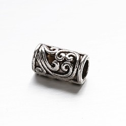 Античное Серебро Тибетский стиль бусы столбцов цинкового сплава, античное серебро, 8.5x5 мм, отверстие : 3 мм
