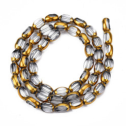 Mixed Color Electroplate Glass Beads Strands, Edge Plated, Oval, Mixed Color, 7x4.5x4mm, Hole: 0.8mm, about 50pcs/strand, 13.07~13.15 inch(33.2~33.4cm)