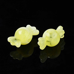 Champagne Yellow Acrylic Beads, Imitation Gemstone, Candy, Champagne Yellow, 9.5x18x10mm, Hole: 2.5mm, about 830pcs/500g