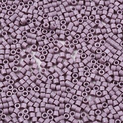 Plum 11/0 Grade A Glass Seed Beads, Cylinder, Uniform Seed Bead Size, Baking Paint, Plum, 1.5x1mm, Hole: 0.5mm, about 20000pcs/bag