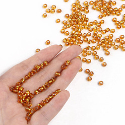 Goldenrod 6/0 Glass Seed Beads, Silver Lined Round Hole, Round, Goldenrod, 4mm, Hole: 1.5mm, about 6639 pcs/pound