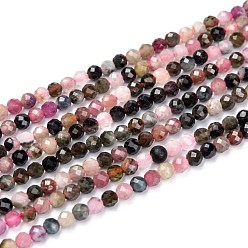 Tourmaline Natural Tourmaline Beads Strands, Faceted, Round, 3mm, Hole: 0.5~0.6mm, about 133~144pcs/strand, 15.3~15.7 inch(39~40cm)