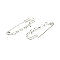 Platinum Iron Safety Brooch Findings, Kilt Pins, Platinum, 50x16.5x4.5mm, Hole: 3.5mm