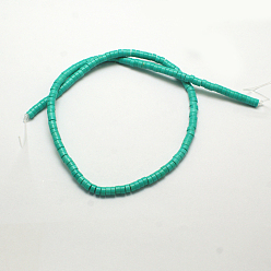 Turquoise Synthetic Turquoise Beads Strands, Heishi Beads, Dyed, Flat Round/Disc, Turquoise, 8x3~4mm, Hole: 1mm, about 110pcs/strand, 15.75 inch