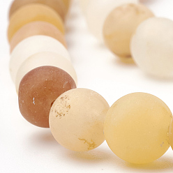 Yellow Jade Natural Yellow Jade Beads Strands, Frosted, Round, 12mm, Hole: 1.5mm, about 31~33pcs/strand, 14.9~15.1 inch(38~38.5cm)