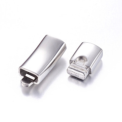 Stainless Steel Color 304 Stainless Steel Bayonet Clasps, Rectangle, Stainless Steel Color, 44x13x10mm, Hole: 5.5x11mm