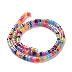 Colorful Natural Trochid Shell Beads Strands, Dyed, Flat Round, Colorful, 4x2~2.5mm, Hole: 0.8mm, about 171~172pcs/strand, 15.55 inch(39.5cm)