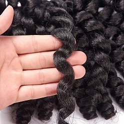 Black Wand Curly Crochet Hair, African Collection Crochet Braiding Hair, Heat Resistant Low Temperature Fiber, Short & Curly, Black, 8 inch(20.3cm)20strands/pc