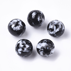 Black Resin Beads, Imitation Gemstone Chips Style, Round, Black, 22mm, Hole: 2.5mm