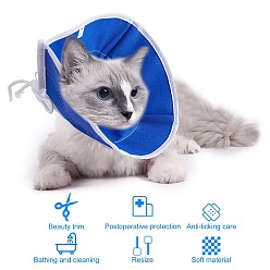 Blue Elizabeth Circle, Cat Dog Neck Collar, Pet Head Cover Post Sterilization Bite, Lick Shame Ring Supplies, Blue, 290mm