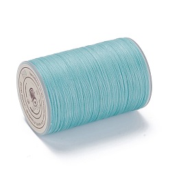 Bleu Ciel Clair Ficelle ronde en fil de polyester ciré, cordon micro macramé, cordon torsadé, pour la couture de cuir, lumière bleu ciel, 0.3~0.4mm, environ 174.98 yards (160m)/rouleau