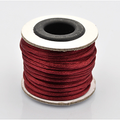 Dark Red Macrame Rattail Chinese Knot Making Cords Round Nylon Braided String Threads, Satin Cord, Dark Red, 2mm, about 10.93 yards(10m)/roll