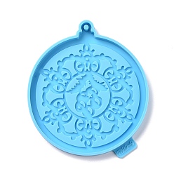 Snowflake Christmas Themed Big Pendant Silicone Molds, Resin Casting Molds, for UV Resin, Epoxy Resin Craft Making, Flat Round, Snowflake Pattern, 117x104x9mm, Hole: 3.8mm