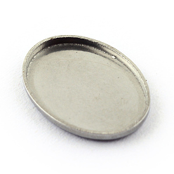 Stainless Steel Color 304 Stainless Steel Plain Edge Bezel Cups, Cabochon Settings, Oval, Stainless Steel Color, Tray: 14x10mm, 15x11x1.5mm