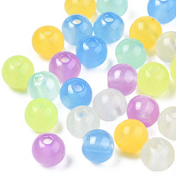 Mixed Color Luminous Acrylic Beads, Glow in the Dark, Round, Mixed Color, 7.5x7mm, Hole: 2mm, about 8140pcs/500g