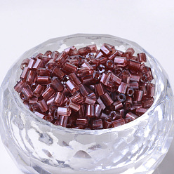 Dark Red Transparent Lustered Two Cut Glass Seed Beads, Round Hole, Glazing Style, Hexagon, Dark Red, 2~6x2mm, Hole: 0.5mm, about 21000pcs/450g, 450g/bag