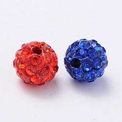 Couleur Mélangete Perles de boule pave disco , Perles de strass d'argile polymère , Grade a, couleur mixte, pp 9 (1.5 mm), 1.6 mm, Trou: 6mm