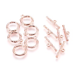 Rose Gold Alloy Toggle Clasps, Lead Free and Cadmium Free, Rose Gold, Size: Ring: about 20.5x17mm, Hole: 2mm, Bar: 26x6x3mm, Hole: 2mm