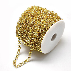 Золотой Алюминий Роло цепи, отрыгивающая цепь, с катушкой, несварные, золотые, 8x2.5 мм, около 65.61 футов (20 м) / рулон