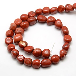 Красный Камень Самородки натуральные красные нитки из бисера яшмы, упавший камень, 10~12x8~12 мм, отверстие : 1 мм, около 36 шт / нитка, 16.1 дюйм