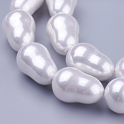 Blanc Chapelets de perles nacrées, larme, blanc, 18~19x12~13mm, Trou: 1mm, Environ 22 pcs/chapelet, 15.9 pouce (40.5 cm)