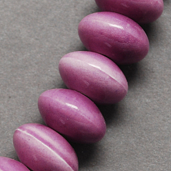 Orchid Handmade Porcelain Beads, Bright Glazed Porcelain, Rondelle, Orchid, 15x10mm, Hole: 4mm