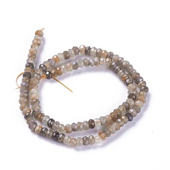 Sunstone Natural Black Sunstone Beads Strands, Faceted, Rondelle, 4.9~5.5x3~3.5mm, Hole: 1mm, about 113pcs/strand, 15.2 inch(38.7cm)
