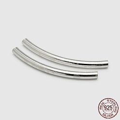 Silver Tube 925 Sterling Silver Beads, Silver, 30~31x2mm, Hole: 1.2mm