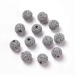 Light Grey Unwaxed Natural Lava Rock Beads, for Perfume Essential Oil Beads, Aromatherapy Beads, Dyed, Round, Light Grey, 8.5mm, Hole: 1.5~2mm