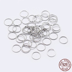 Platinum Rhodium Plated 925 Sterling Silver Open Jump Rings, Round Rings, Platinum, 21 Gauge, 7x0.7mm, Inner Diameter: 5.5mm, about 128pcs/10g