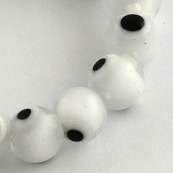White Round Handmade Evil Eye Lampwork Beads Strands, White, 8mm, Hole: 1mm, about 48pcs/strand, 13.7 inch