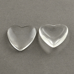 Clair Cabochons cardiaques de verre transparent, clair, 16x16x5~5.5mm