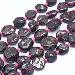 Garnet Natural Garnet Beads Strands, Nuggets, 10~20x11~15x4~8mm, Hole: 1mm, about 28~29pcs/strand, 16.3 inch(41.5cm)