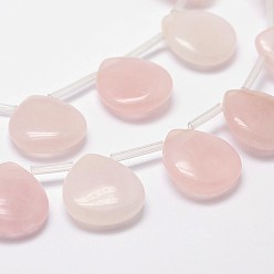 Rose Quartz Natural Rose Quartz Beads Strands, Top Drilled Beads, Flat Teardrop, 20x18x6mm, Hole: 1.2mm, about 20pcs/strand