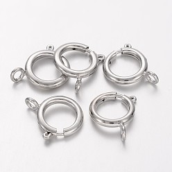 Platine Laiton printemps fermoir anneau, accessoire de bijoux, platine, 12mm, Trou: 2.5mm