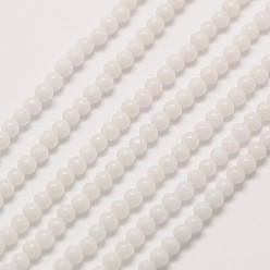Белый Непрозрачные стеклянные круглые бусины нити, белые, 3 мм, отверстие : 0.8 мм, около 126 шт / нитка, 16 дюйм