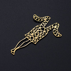 Golden 201 Stainless Steel Filigree Joiners, Woman, Golden, 60x38x1mm
