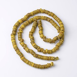 Gold Dyed Natural Coconut Disc Bead Strands, Gold, 9x2~6mm, Hole: 3mm, about 108pcs/strand, 15.7 inch