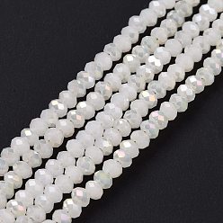 WhiteSmoke Electroplate Glass Faceted Rondelle Beads Strands, Imitation Jade, Half Plated, WhiteSmoke, 3x2mm, Hole: 1mm, about 165~169pcs/strand, 15~16 inch(38~40cm)