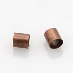 Red Copper Brass Crimp Beads, Tube, Cadmium Free & Nickel Free & Lead Free, Red Copper, 3x3mm, Hole: 2.5mm